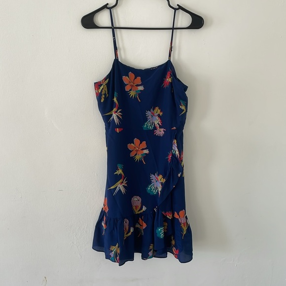 Silk ruffle wrap cami dress in bird of paradise - Picture 3 of 6